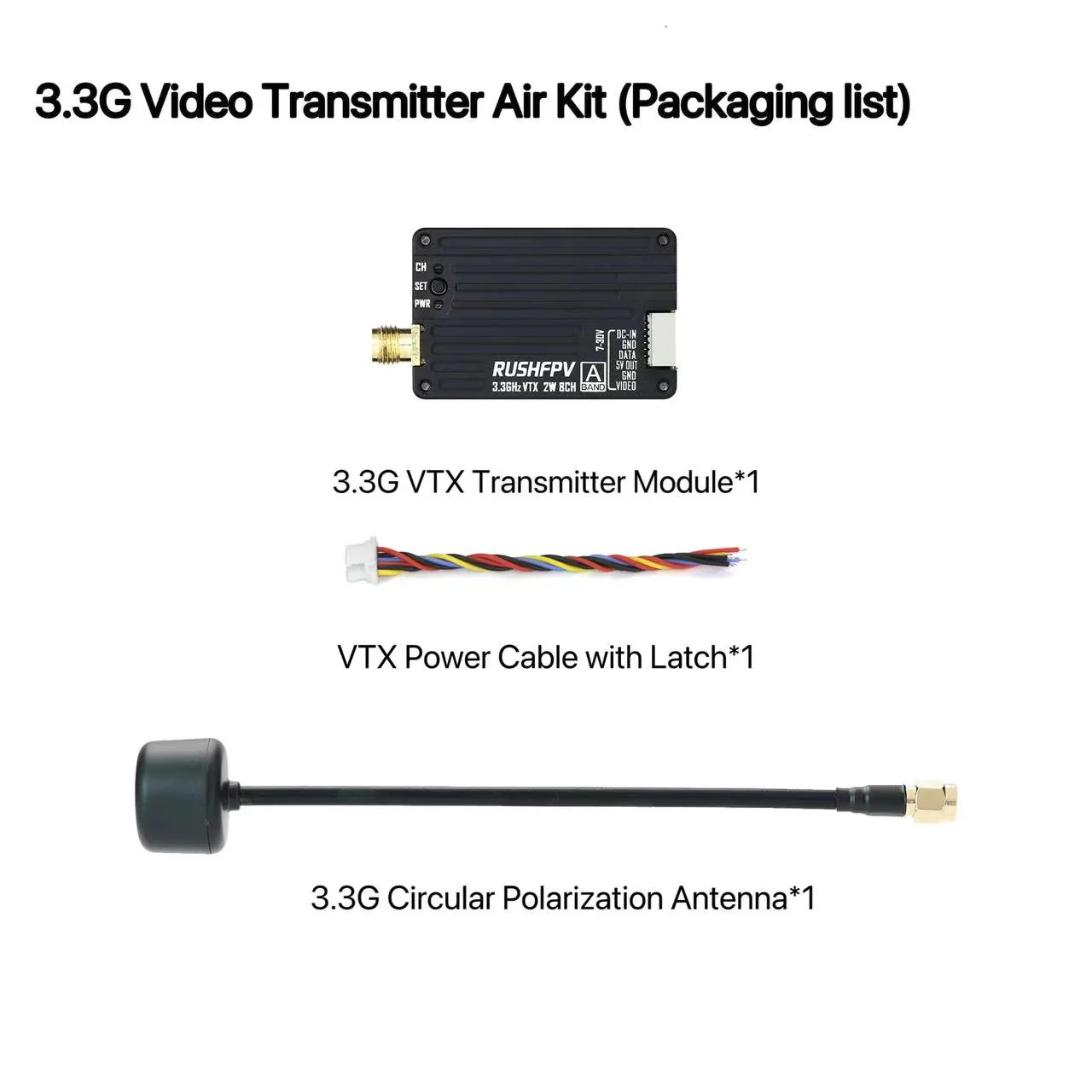 RUSHFPV 3.3G 2W VTX Zender FPV - Drone Antenna recensie en prijs